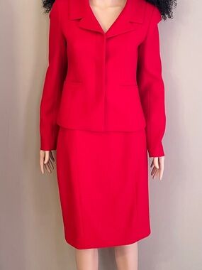 Ann Taylor Red Women's Pencil Skirt Suit